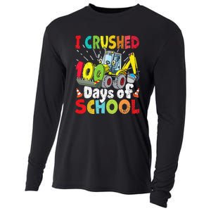 Crushed 100 Days Of School Construction Excavator Truck Cooling Performance Long Sleeve Crew