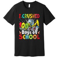 Crushed 100 Days Of School Construction Excavator Truck Premium T-Shirt