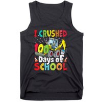 Crushed 100 Days Of School Construction Excavator Truck Tank Top