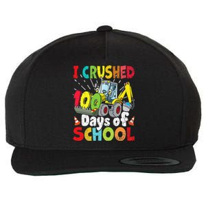 Crushed 100 Days Of School Construction Excavator Truck Wool Snapback Cap