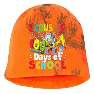 Crushed 100 Days Of School Construction Excavator Truck Kati - Camo Knit Beanie