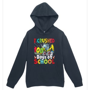 Crushed 100 Days Of School Construction Excavator Truck Urban Pullover Hoodie