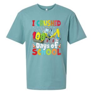 Crushed 100 Days Of School Construction Excavator Truck Sueded Cloud Jersey T-Shirt