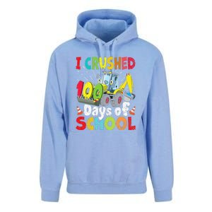 Crushed 100 Days Of School Construction Excavator Truck Unisex Surf Hoodie