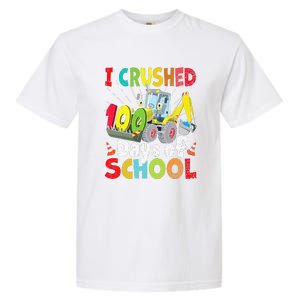 Crushed 100 Days Of School Construction Excavator Truck Garment-Dyed Heavyweight T-Shirt