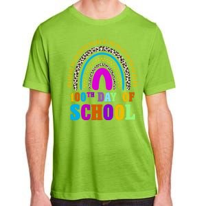 Cute 100th Day Of School Leopard Rainbow Adult ChromaSoft Performance T-Shirt