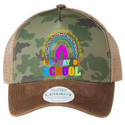 Cute 100th Day Of School Leopard Rainbow Legacy Tie Dye Trucker Hat
