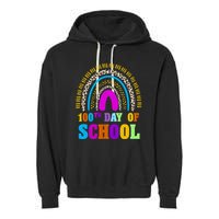 Cute 100th Day Of School Leopard Rainbow Garment-Dyed Fleece Hoodie