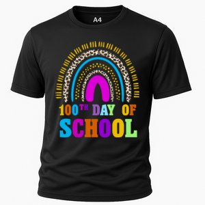 Cute 100th Day Of School Leopard Rainbow Cooling Performance Crew T-Shirt