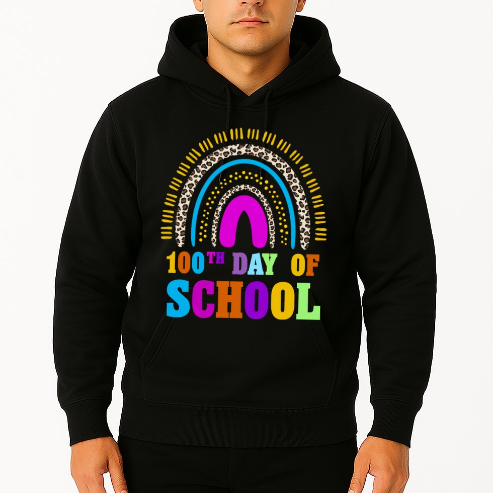 Cute 100th Day Of School Leopard Rainbow Hoodie