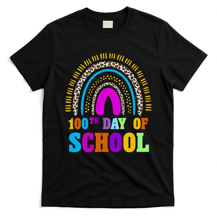 Cute 100th Day Of School Leopard Rainbow T-Shirt