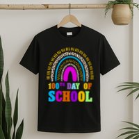 Cute 100th Day Of School Leopard Rainbow T-Shirt