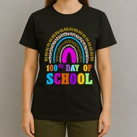 Cute 100th Day Of School Leopard Rainbow T-Shirt