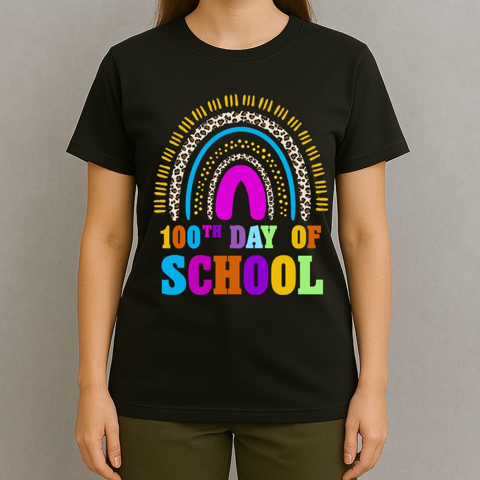 Cute 100th Day Of School Leopard Rainbow T-Shirt