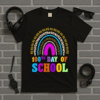 Cute 100th Day Of School Leopard Rainbow T-Shirt