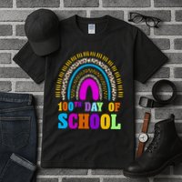 Cute 100th Day Of School Leopard Rainbow Tall T-Shirt