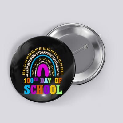 Cute 100th Day Of School Leopard Rainbow Button