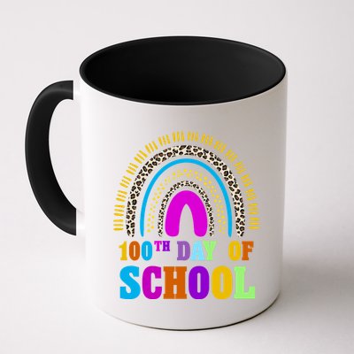 Cute 100th Day Of School Leopard Rainbow Mug