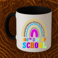 Cute 100th Day Of School Leopard Rainbow Mug