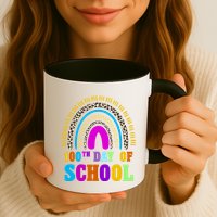 Cute 100th Day Of School Leopard Rainbow Mug