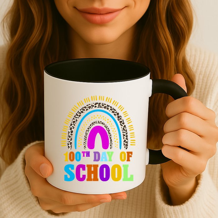 Cute 100th Day Of School Leopard Rainbow Mug