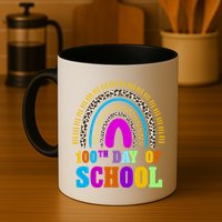 Cute 100th Day Of School Leopard Rainbow Mug