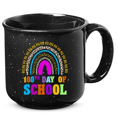 Cute 100th Day Of School Leopard Rainbow 15oz Campfire Ceramic Mug