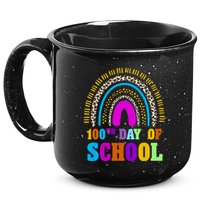Cute 100th Day Of School Leopard Rainbow 15oz Campfire Ceramic Mug