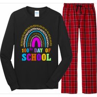 Cute 100th Day Of School Leopard Rainbow Long Sleeve Pajama Set