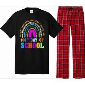 Cute 100th Day Of School Leopard Rainbow Pajama Set