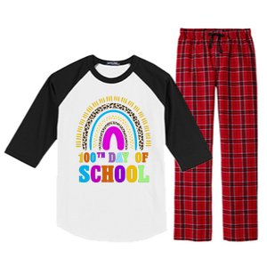 Cute 100th Day Of School Leopard Rainbow Raglan Sleeve Pajama Set