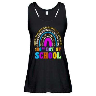 Cute 100th Day Of School Leopard Rainbow Ladies Essential Flowy Tank