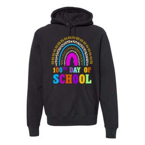 Cute 100th Day Of School Leopard Rainbow Premium Hoodie