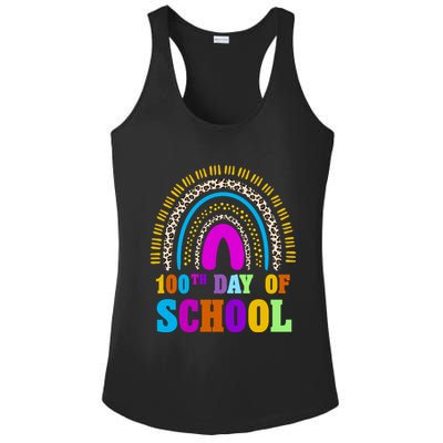 Cute 100th Day Of School Leopard Rainbow Ladies PosiCharge Competitor Racerback Tank