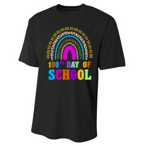 Cute 100th Day Of School Leopard Rainbow Performance Sprint T-Shirt