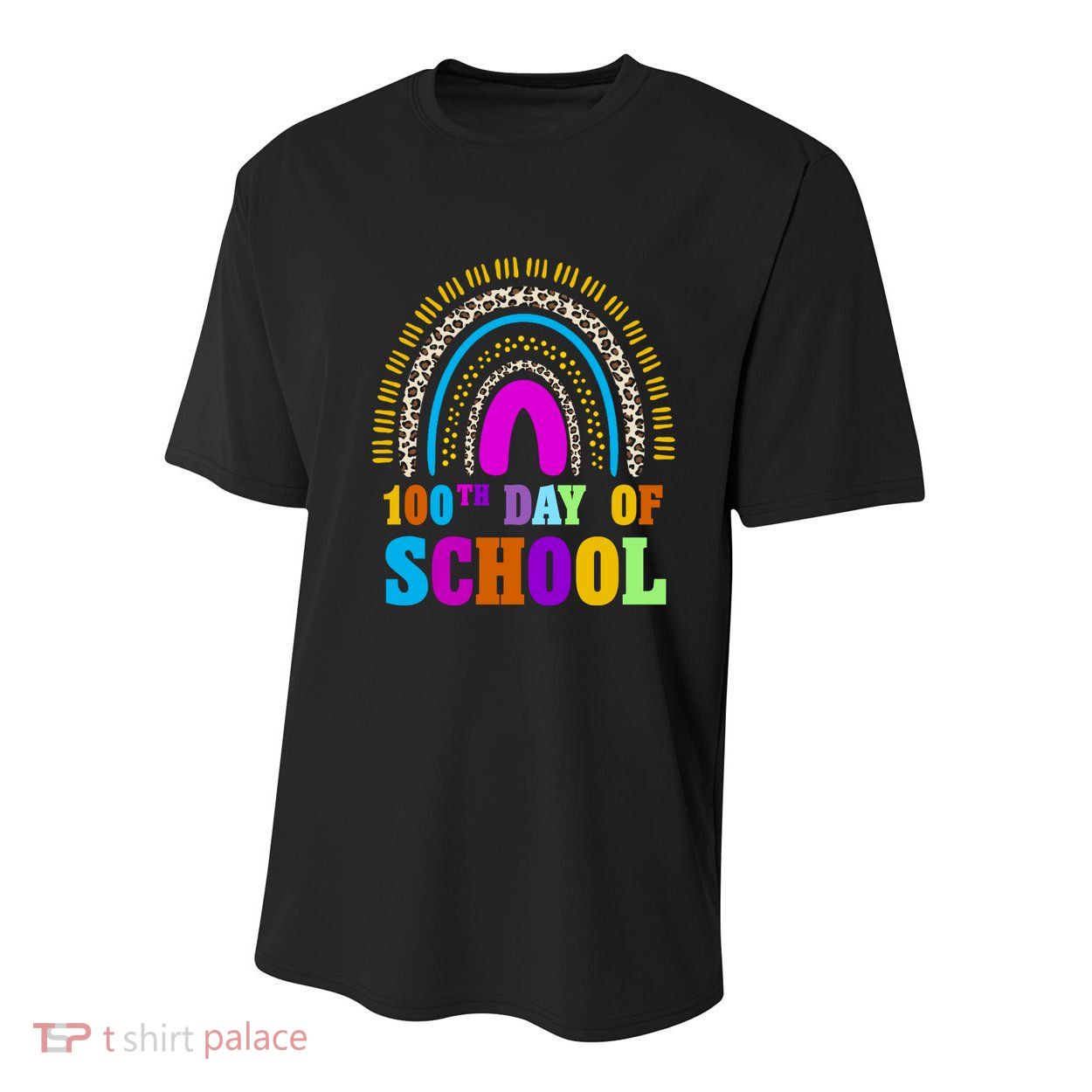 Cute 100th Day Of School Leopard Rainbow Youth Performance Sprint T-Shirt