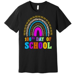 Cute 100th Day Of School Leopard Rainbow Premium T-Shirt