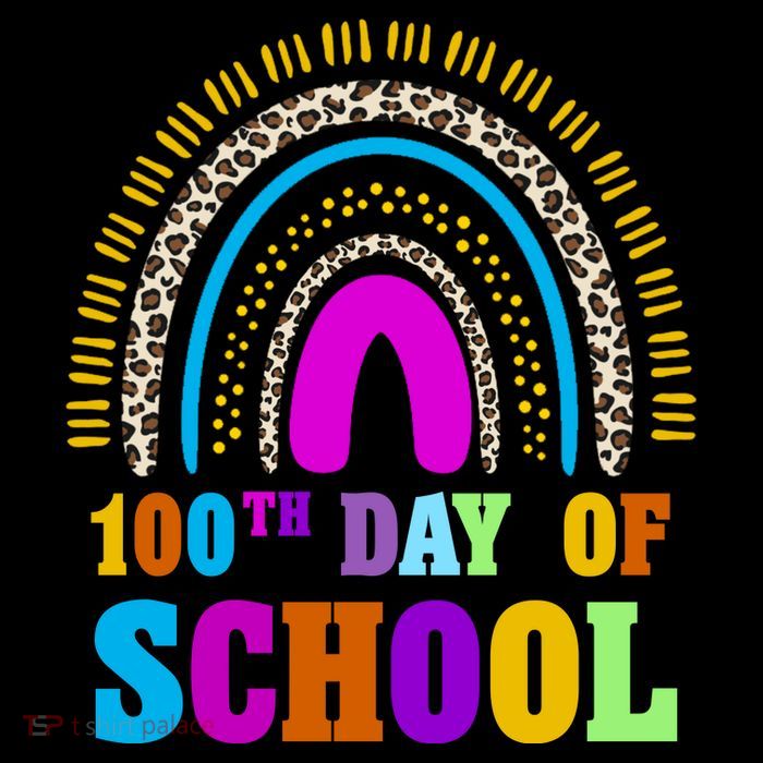 Cute 100th Day Of School Leopard Rainbow Pom Pom 12in Knit Beanie