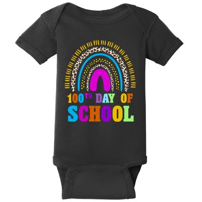 Cute 100th Day Of School Leopard Rainbow Baby Bodysuit