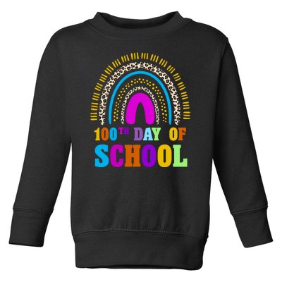 Cute 100th Day Of School Leopard Rainbow Toddler Sweatshirt