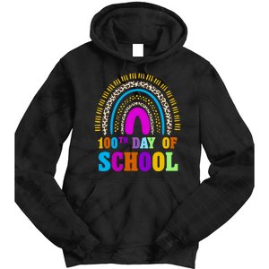 Cute 100th Day Of School Leopard Rainbow Tie Dye Hoodie