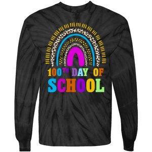 Cute 100th Day Of School Leopard Rainbow Tie-Dye Long Sleeve Shirt