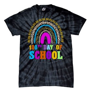 Cute 100th Day Of School Leopard Rainbow Tie-Dye T-Shirt