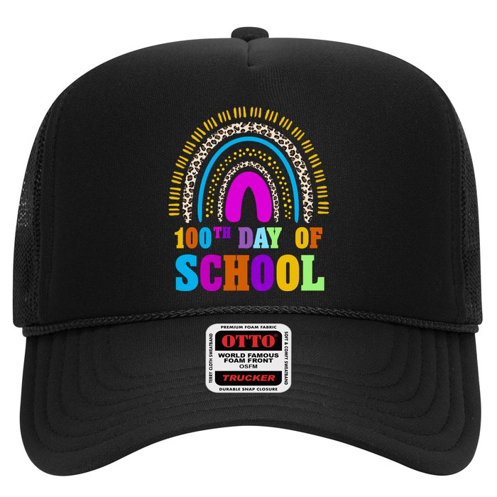 Cute 100th Day Of School Leopard Rainbow Trucker Hat