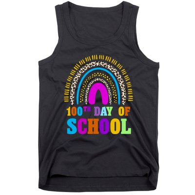 Cute 100th Day Of School Leopard Rainbow Tank Top