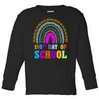 Cute 100th Day Of School Leopard Rainbow Toddler Long Sleeve Shirt