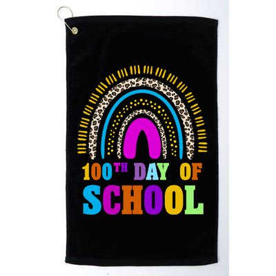 Cute 100th Day Of School Leopard Rainbow Golf Towel