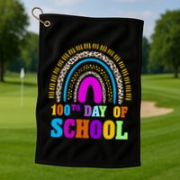 Cute 100th Day Of School Leopard Rainbow Golf Towel