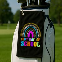 Cute 100th Day Of School Leopard Rainbow Golf Towel