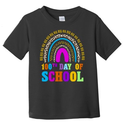 Cute 100th Day Of School Leopard Rainbow Toddler T-Shirt